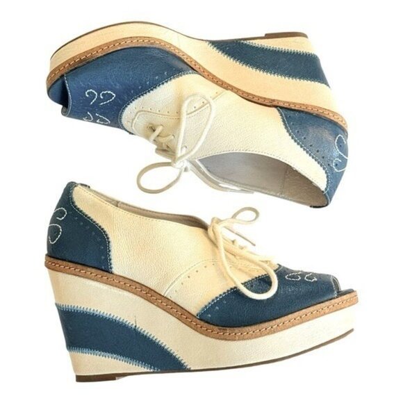 ANTHROPOLOGIE Pilcro & The Letterpress Brighton Oxford Wedge Heel Size 7 - Picture 2 of 6